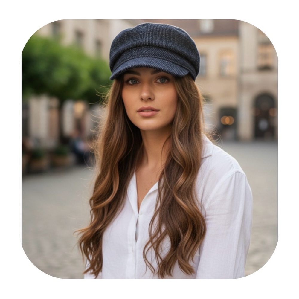 Wilsons Leather Navy Blue Newsboy Cap